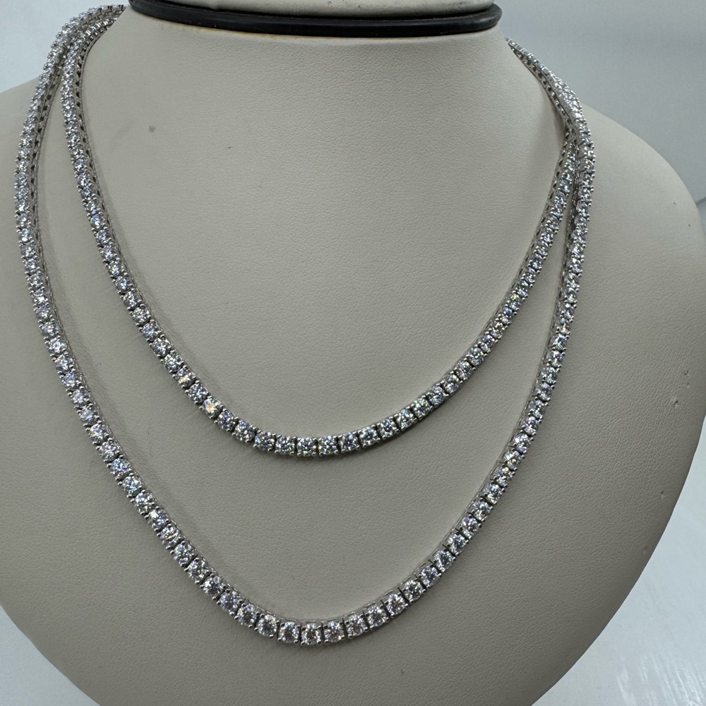 Moissanite tennis necklace with 925 silver with rhodium 16”